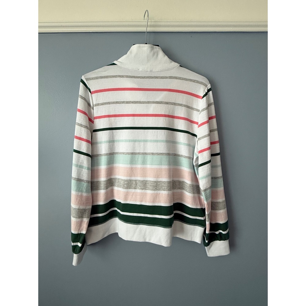 Women's Talbots Quarter Zip Striped Sweatshirt UPF 50+ Long Sleeve Size Medium - Picture 13 of 13